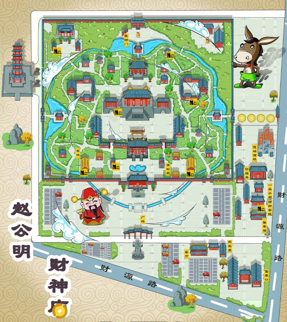 南岳寺庙类手绘地图